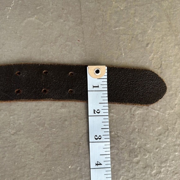 Vintage 90s Grunge Punk Leather Nickel Buckle Leather Belt - Dark Brown, 40” - Picture 9 of 9